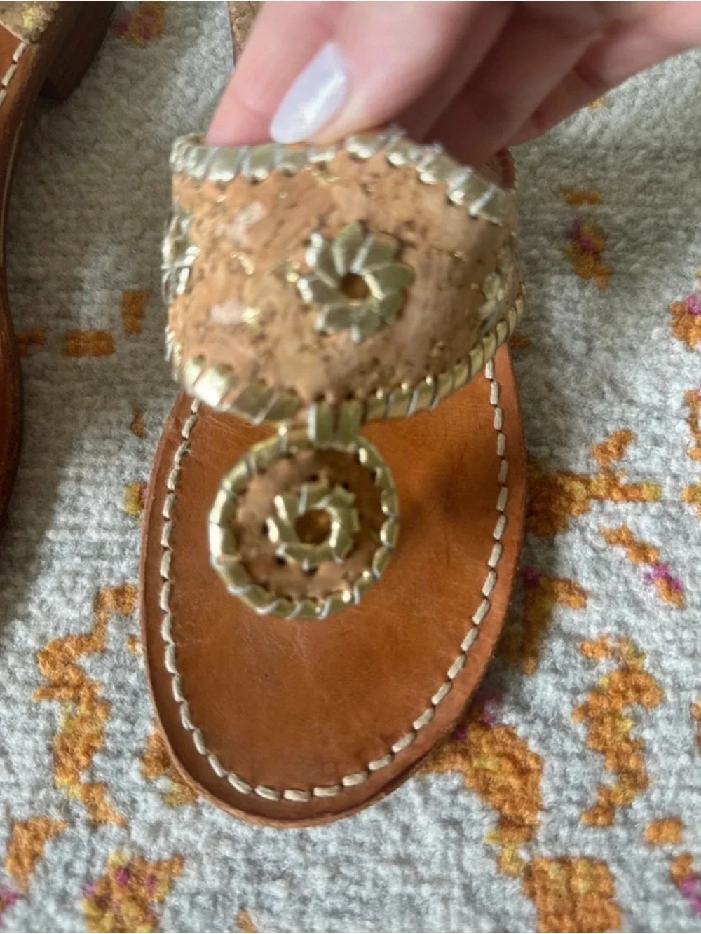 Jack Rogers Cork & Gold Sandals